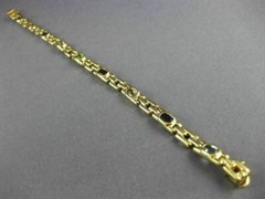 ESTATE WIDE 5.0CT AAA OVAL MULTI GEM 14K YELLOW GOLD SQUARE LINK BRACELET #22711