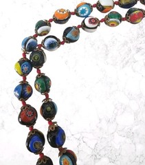 Millefiori Venetian Murano Glass Necklace Multicolor Knotted 25 Inches Vintage