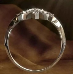 2.25 Ct Round Cut Moissanite Art Deco Victorian Style Star Ring Argentium Silver
