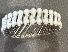 Vintage Silver Tone White Rhinestone Expandable Bracelet