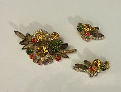 Juliana Pink Rhinestone Brooch Earring Set