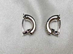 Vintage Attwood Collection 22k White Gold Plated Half Hoop Rhinestone Earrings