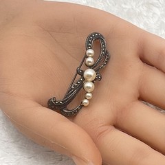Vintage Art Deco Style Brooch Marcasite Faux Pearl 2″
