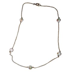 Vintage Dainty Gold Tone Choker Chain Hand Painted Floral Beads 14 Inches