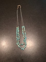 Vintage silver and turquoise layered necklace, double-strand design
