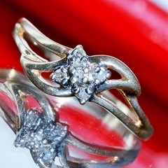 10k yellow gold ring natural diamond size 4.5 swirl vintage handmade 1.10g N3721