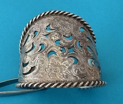 RARE Vintage 925 Sterling Silver Horse Brand Open Filigree Tapered Cuff Bracelet