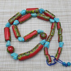 Vintage Venetian Gabri Style Glass Howlite Stone Beaded Necklace