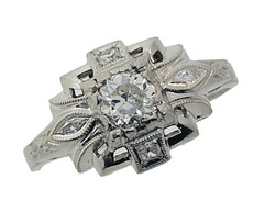 Antique 1920’s Art Deco Platinum Diamond Engagement Ring