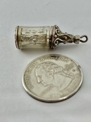 Vintage Retro Era English Love Letter in Lucite Bottle Sterling Bracelet Charm
