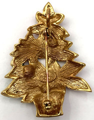 VTG Signed Christopher Radko Poinsettia Enamel Brooch Pendant 2-1/8 x 1-5-8”
