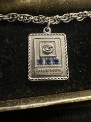 Vintage General Motors Blue Gems 10k White Gold Filled Service Award Bracelet 7″