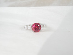 Vintage Sterling Silver 925 Simulated Pink Sapphire Unique Ring Size 7
