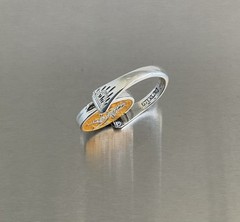 Vintage Siam Niello Ring Double Side Flip Reverse Black/Yellow 925 Silver Size 5