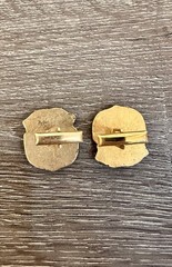 Vintage Gold Tone Crest Cufflinks Black Enamel Shield Lion Coat of Arms