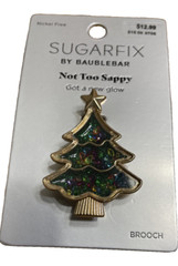 SUGARFIX by BaubleBar Not Too Sappy Christmas Tree Brooch Pin Moveable “Jewels”