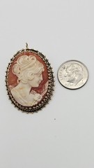 Beautiful Vintage Shell Cameo BROOCH 14K , 9.6 GRAMS, Measurement 1.5″ x 1″