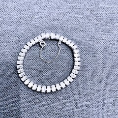 B David Vintage Crystal Tennis Bracelet Baguette Silver Tone Safety Chain 7in