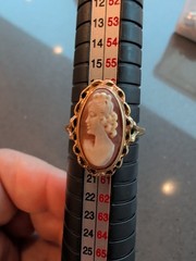 Vintage Left Facing Cameo Ring 925 Gold Over Sterling Silver Size 8.75 R149