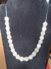 Natural Stone WHITE QUARTZ Lace AGATE Handmade Adjustable length necklace