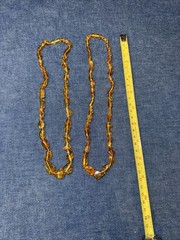 Genuine Baltic Amber Bead Necklace • Polished Honey Amber Nuggets