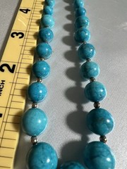 Vintage Jungle Turquoise Graduated Bead Necklace 24″ 58g ROC Clasp Artisan
