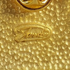 Vintage Tona 1.5″ Signed Gold Tone Coin Purse Pocketbook Dime Dangle Pin Brooch