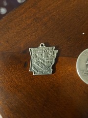 Vintage Sterling Silver 925 Arkansas State Map Souvenir Bracelet Charm Pendant