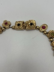 RARE Vintage Unsigned Goldette Victorian Revival Sliding Charm Necklace 16″