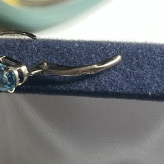 Vintage Oval Blue Topaz 10K Gold Lever Back Earrings USA