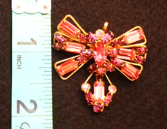 Antoniette Brooch Gold Filled Pulple And Hot Pink Rhineston Ventage Bro