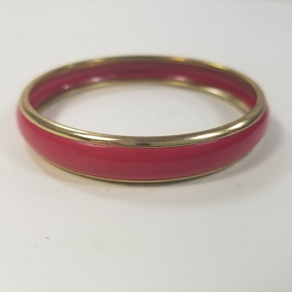 Pink Enamel Gold Tone Bangle Bracelet