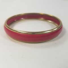 Pink Enamel Gold Tone Bangle Bracelet