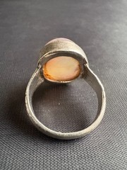 Vintage Handcrafted Silver Ring Unique Cabochon Quartz Gemstone Ring Size 8.5 US