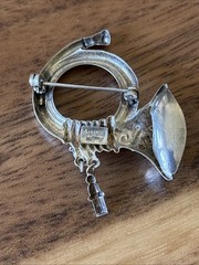 LANG VINTAGE STERLING SILVER French Horn Tuba Brooch