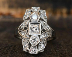 Vintage Style Round Lab Created Diamond 14K White Gold Finish Anniversary Ring