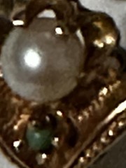 Rare Antique Victorian 14K Gold Earrings Basket Design With Pearl & Turquoise