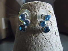 1 Pair Old .75 “in Blue Sparkly Glass Studs