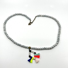 Vintage SUGARFIX by BaubleBar Modern Boho Marble Bead Tassel Pendant Necklace