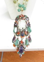 DYNAMIC VEGA MADDUX MIXED METALS NECKLACE W/ JADE & NATURAL GEMSTONES