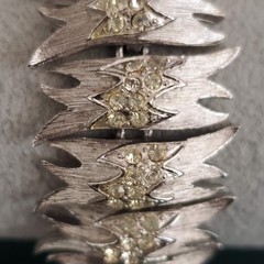 Vintage Signed Francois For Corocraft Silver Tone Retro Bracelet Rhinestones MCM