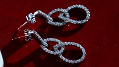 14k white gold earrings 0.45ct natural diamond 1.12″ teardrop dangle 3.54g N3777