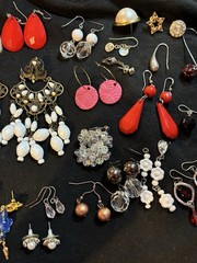 Vintage Multicolor Mixed Lot Earrings Collection Glass Plastic Metal
