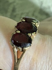 Vintage Art Deco Almandine Garnet Ring From London 9 CT Yellow Gold Size 7