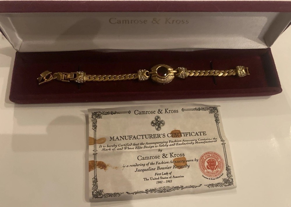 Camrose & Kross Jackie Kennedy Vintage Amber Gold Tone Rope Link Bracelet