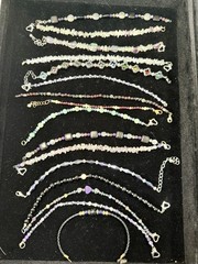 15 Pc Artisan Gemstone Beaded Bracelet Lot Handmade Crystal Hematite Chip Glass