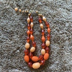 Germany Necklace Vintage Multi Strand Beaded Acrylic Plastic Chunky Statement