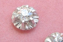 ANTIQUE 1.35ctw MINE DIAMOND PLATINUM BALLERINA SETTING 10 mm STUD EARRINGS 1930