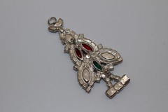 VINTAGE RHINESTONE CRYSTAL 3-1/8″ CHRISTMAS TREE BROOCH/PIN-SILVER TONE-ANGEL