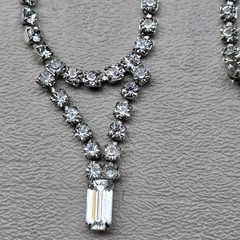 Vintage Rhinestone Necklace Lot Art Deco Style Bow Drop Pendant 14 Inch